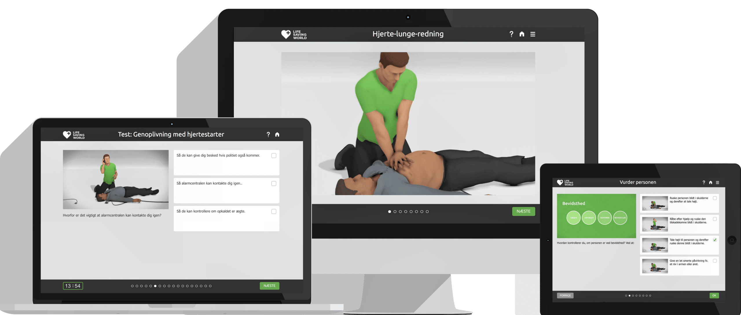 Online-Førstehjælpskursus-interface